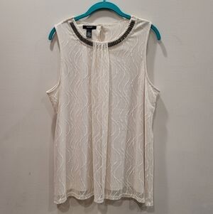 Alfani Sleeveless Beaded Lace Blouse - L